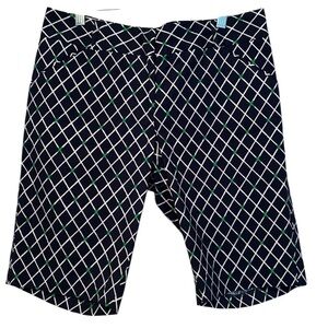 Peter Millar Women's Blue White Chino Walking Short Diamond Pattern Golf Size 6